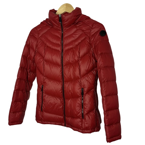 Calvin Klein Duck Down Lightweight Quilted Red Jacket Packable - Picture 2 of 8